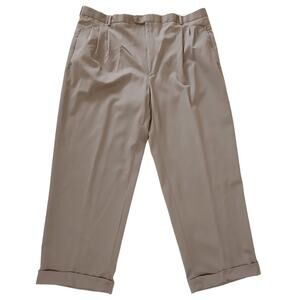ZANELLA Men's Italian Dress Pants EU Size 48 Khaki Brown Work Attire Trousers